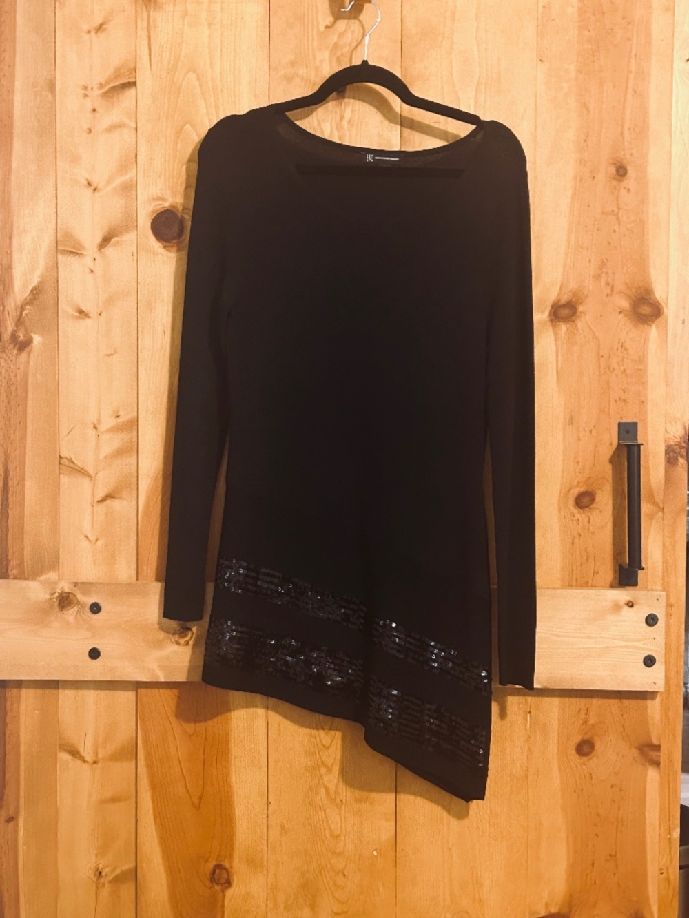 INC International Concepts Black Knit and Sequin Tunic